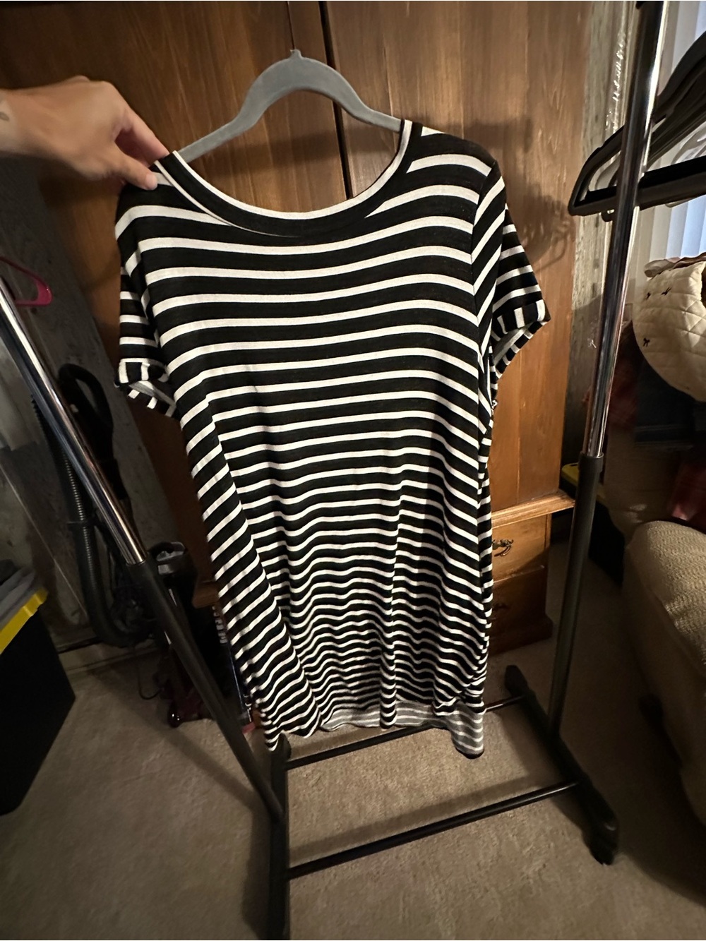 Black & White Striped Women’s T-Shirt Dress